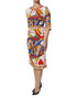 Dolce & Gabbana White Queen Of Heart Short Sleeve Midi Dress